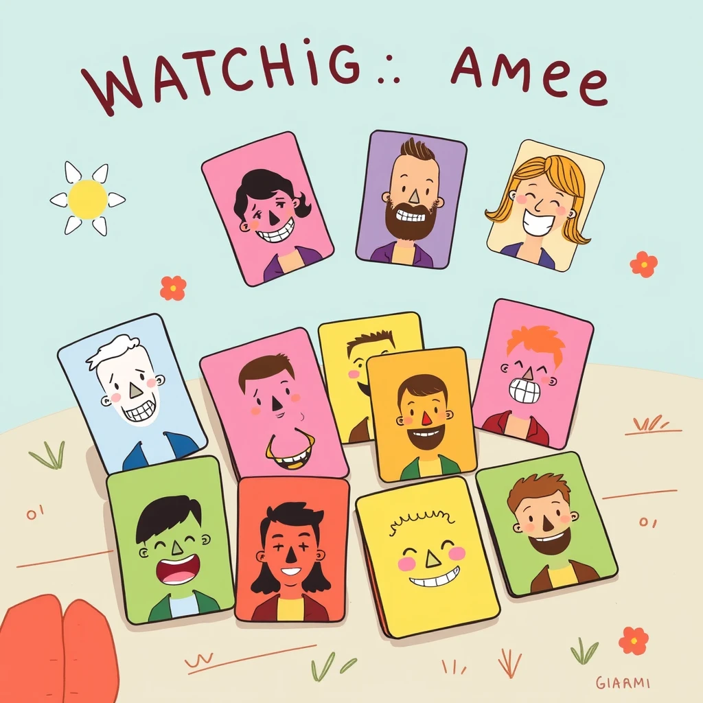 A matching game with emotion cards