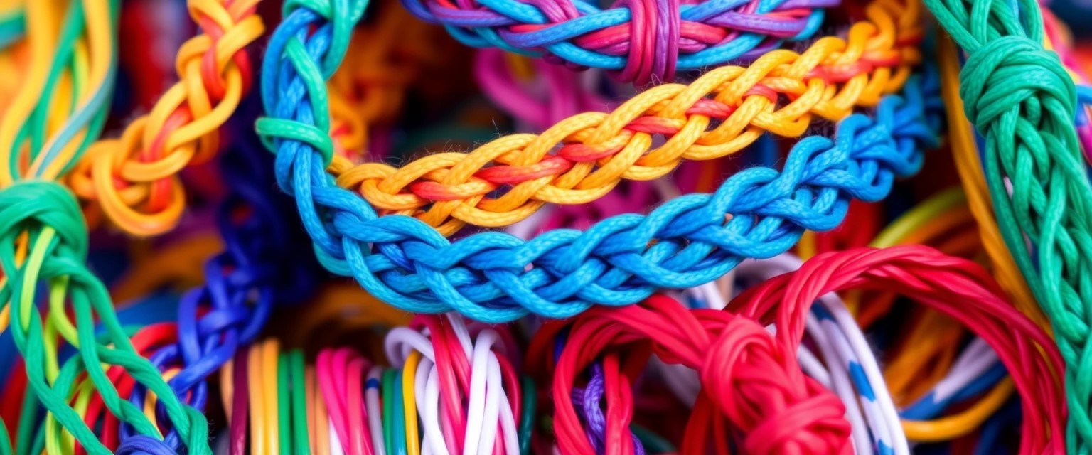 Colorful friendship bracelets made from thread